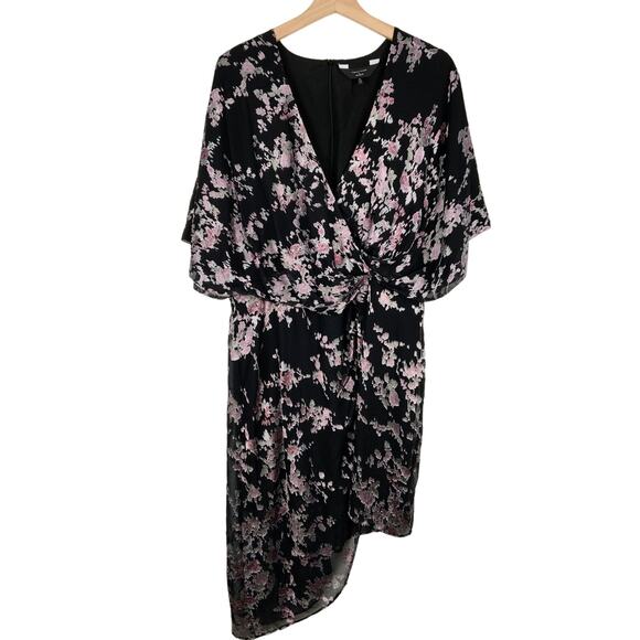 Revolve x Chrissy Teigen Laos Mini Wrap Dress Black Blossom Women's Size XL - Picture 1 of 5